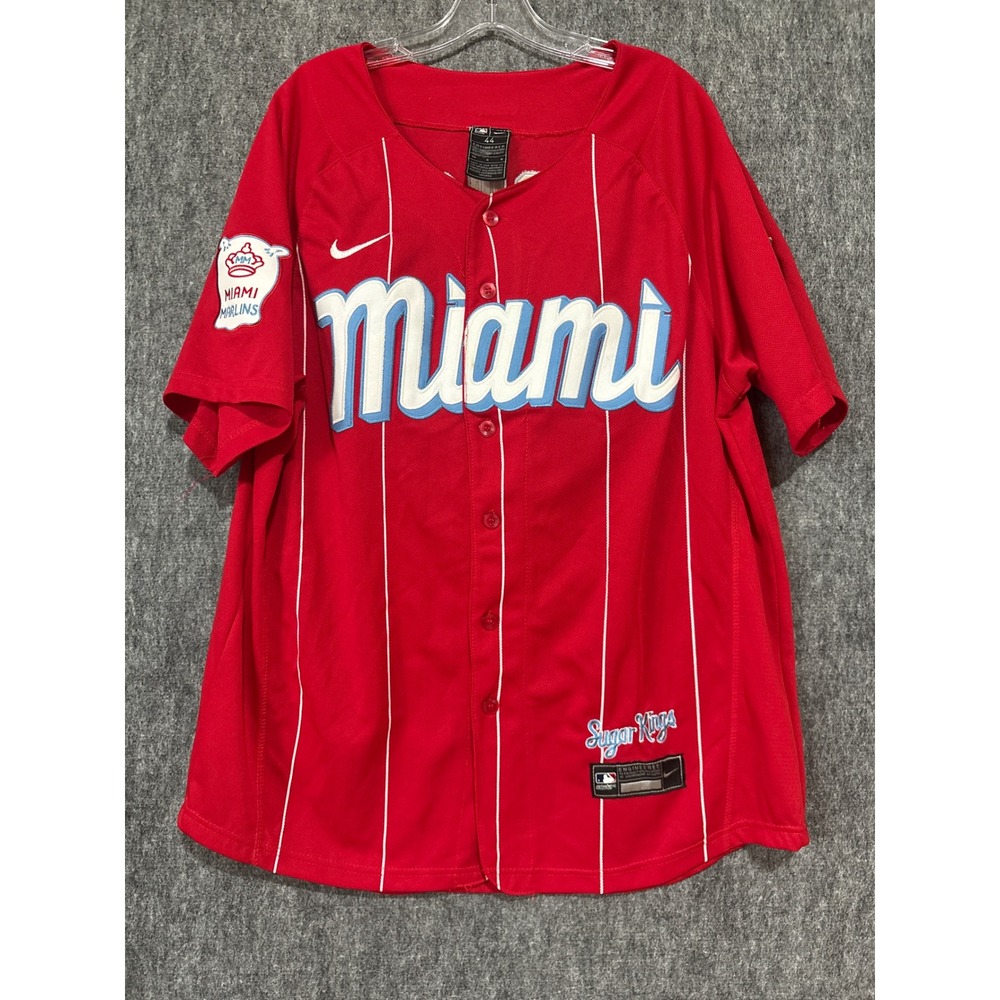 Nike Miami Marlins City Connect Jazz Chisholm Jr Sugar Kings Jersey Red Size 44